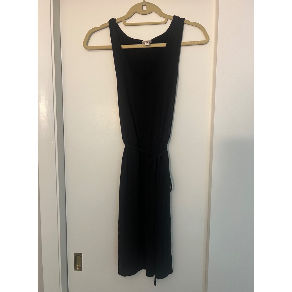 Merona Womens Sleeveless V-Neck Knit‎ Dress Black Medium Drawstring Waist